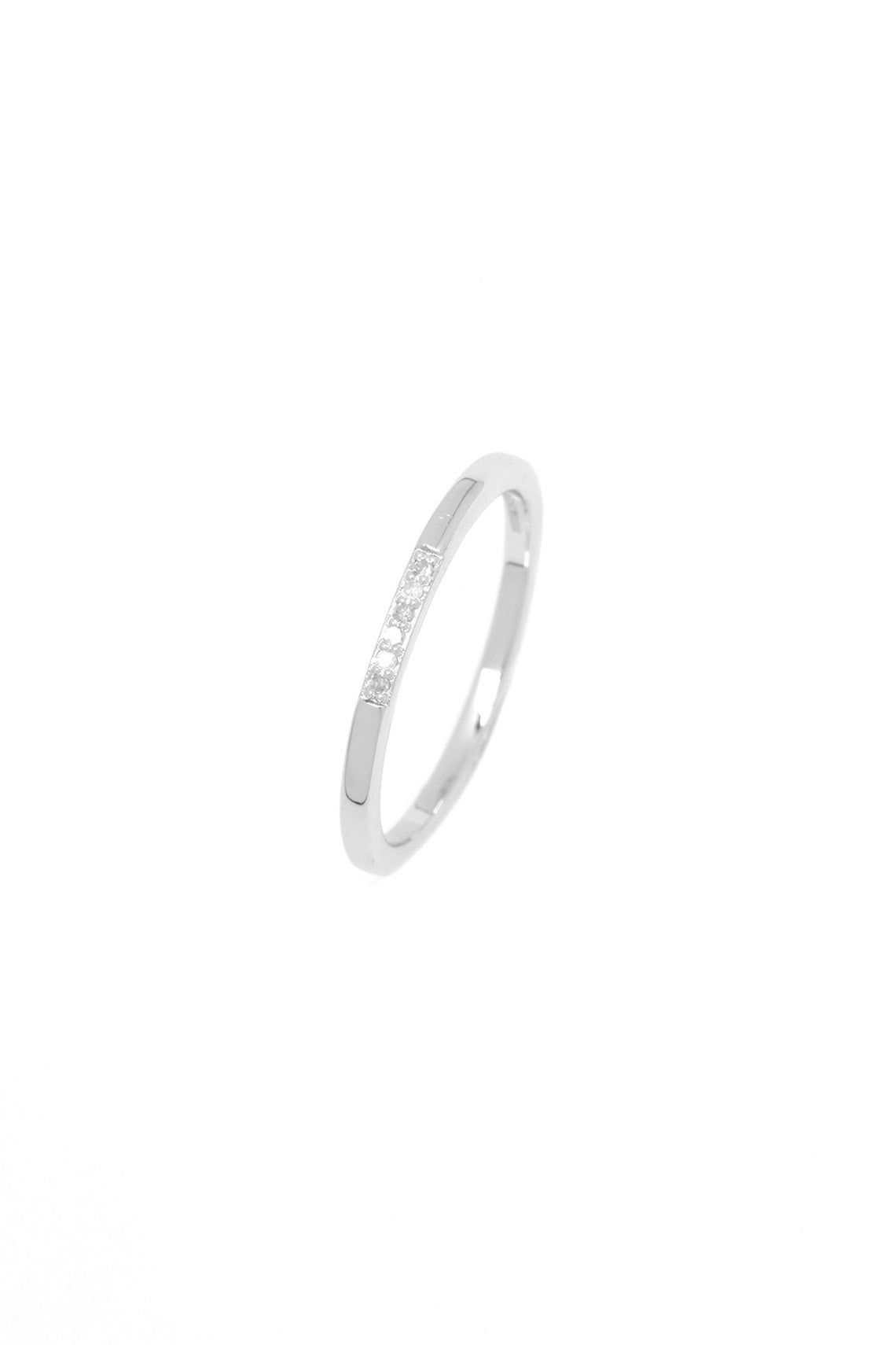 SIX NATURAL DIAMOND BAND RING SILVER