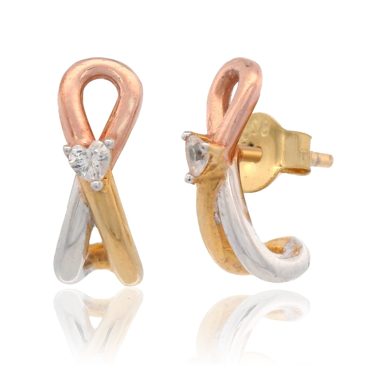 GEORGINI FOREVER HEARTS CLUB FOREVER ENTWINED MIXED METAL EARRINGS