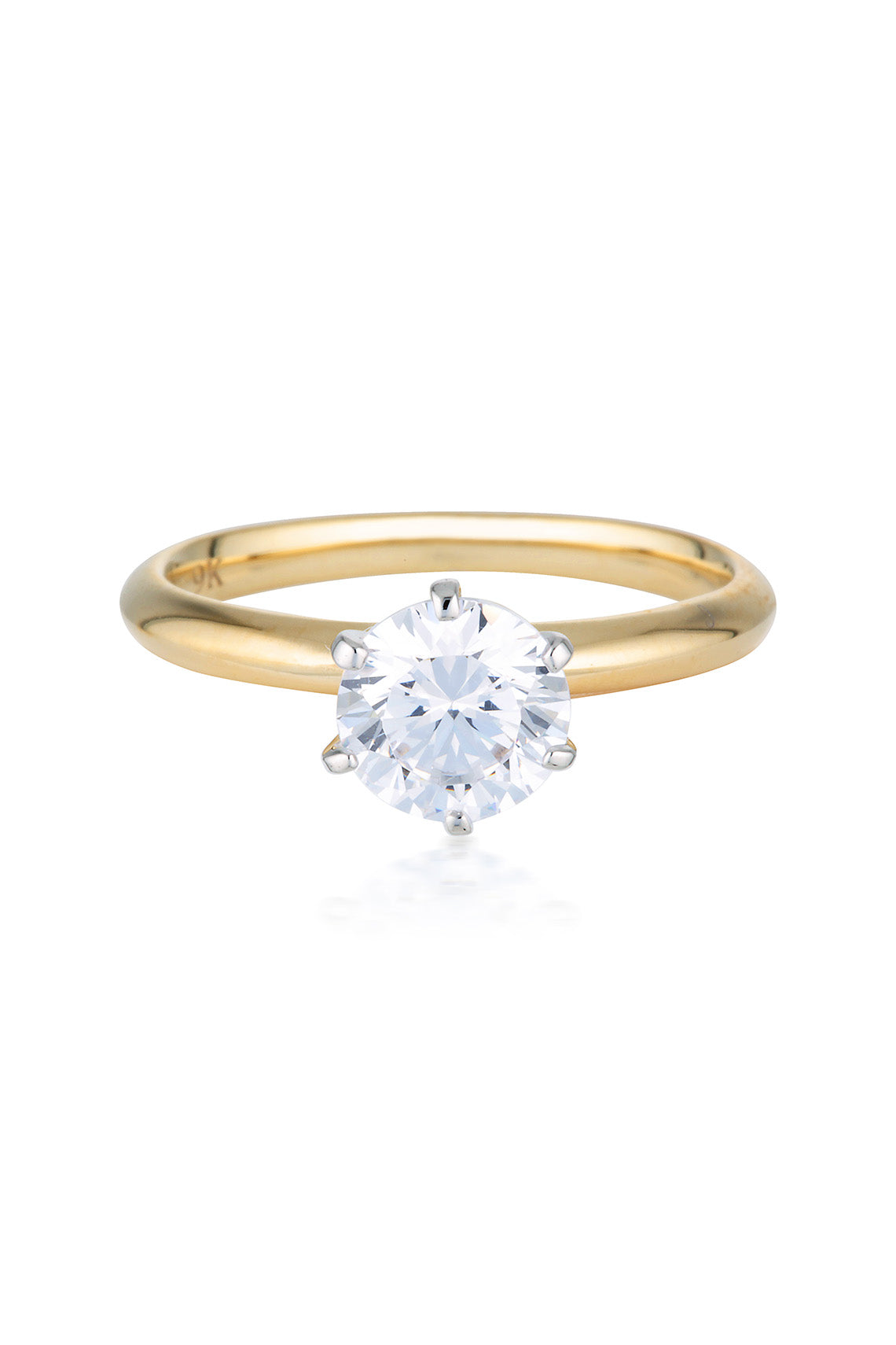 ROUND BRILLIANT CUT 1.25CTW MOISSANITE SOLITAIRE WITH KNIFE EDGE BAND IN YELLOW GOLD