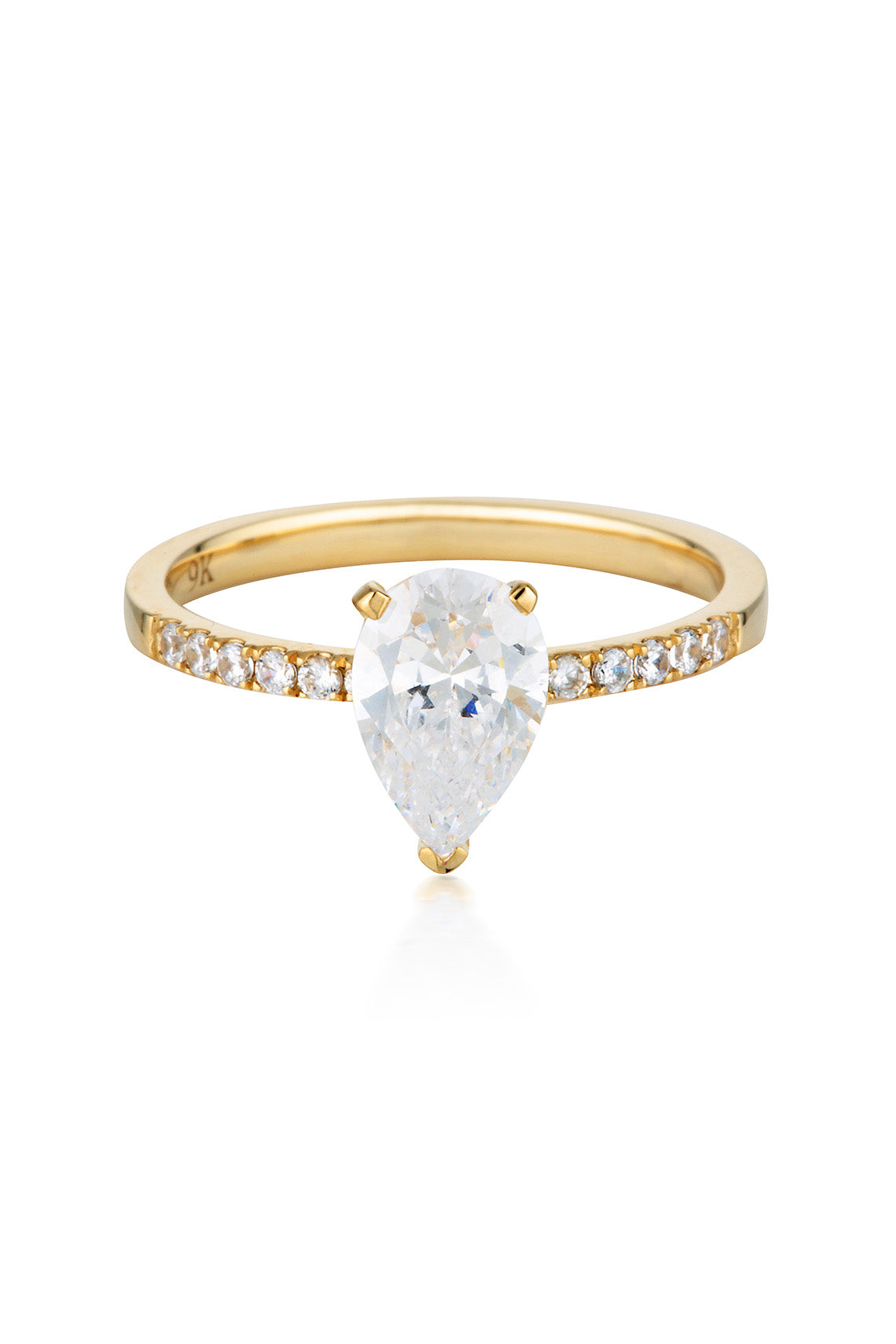 PEAR CUT AND ROUND BRILLIANT 1.5CTW ENGAGEMENT RING IN 9CT YELLOW GOLD