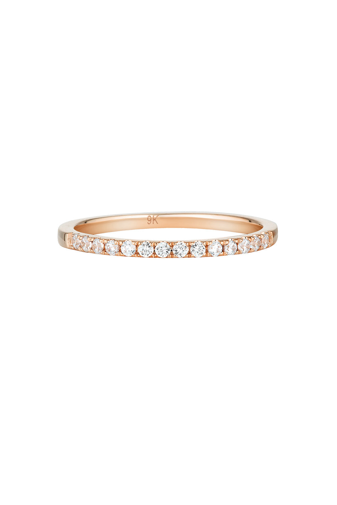 ROUND BRILLIANT CUT MOISSANITE WEDDING BAND IN 9CT ROSE GOLD