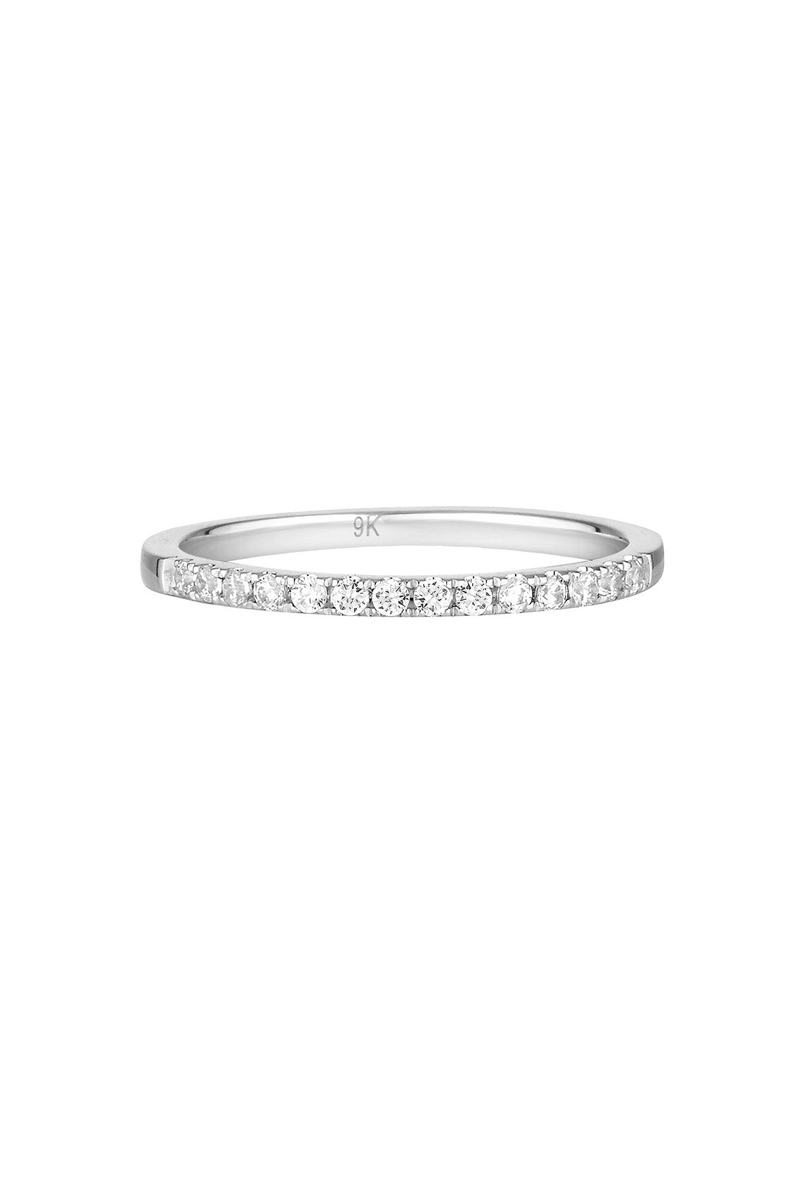 ROUND BRILLIANT CUT MOISSANITE WEDDING BAND IN 9CT WHITE GOLD