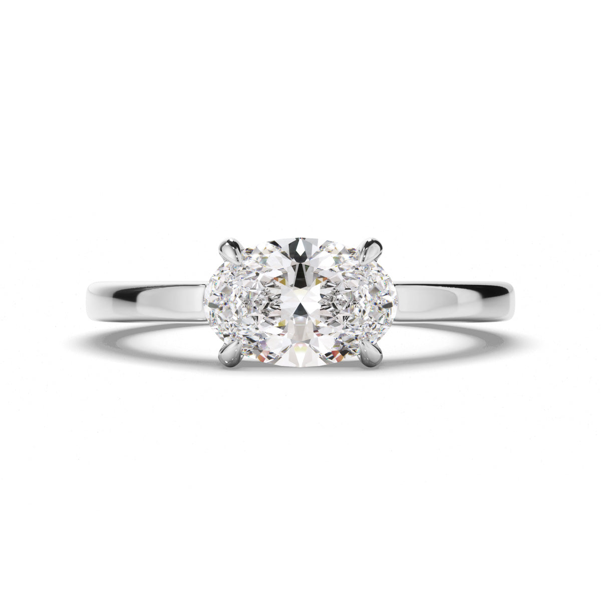 Oval Cut Diamond Solitaire East West Set Engagement Ring