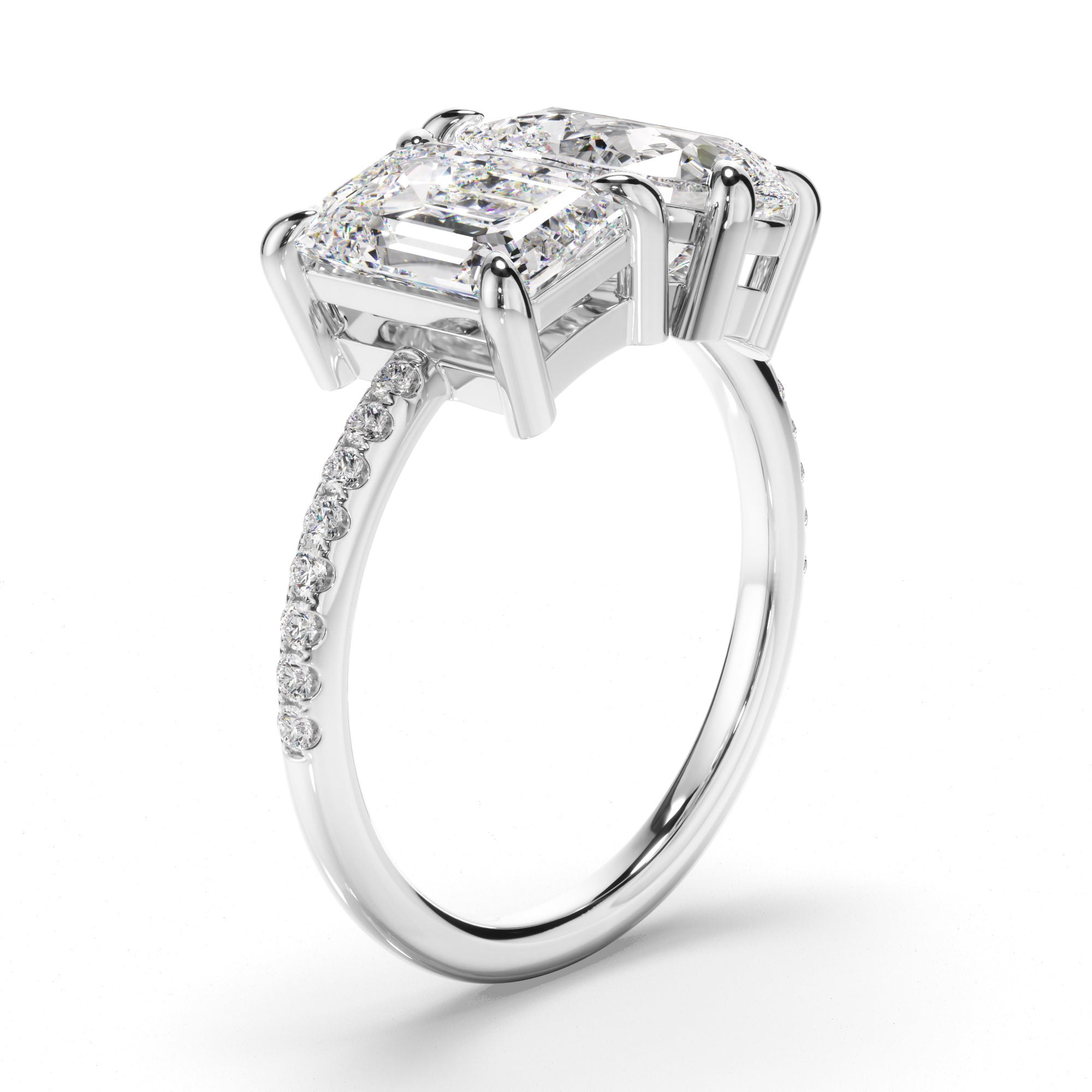 Emerald & Pear Cut Toi et Moi Diamond Engagement Ring