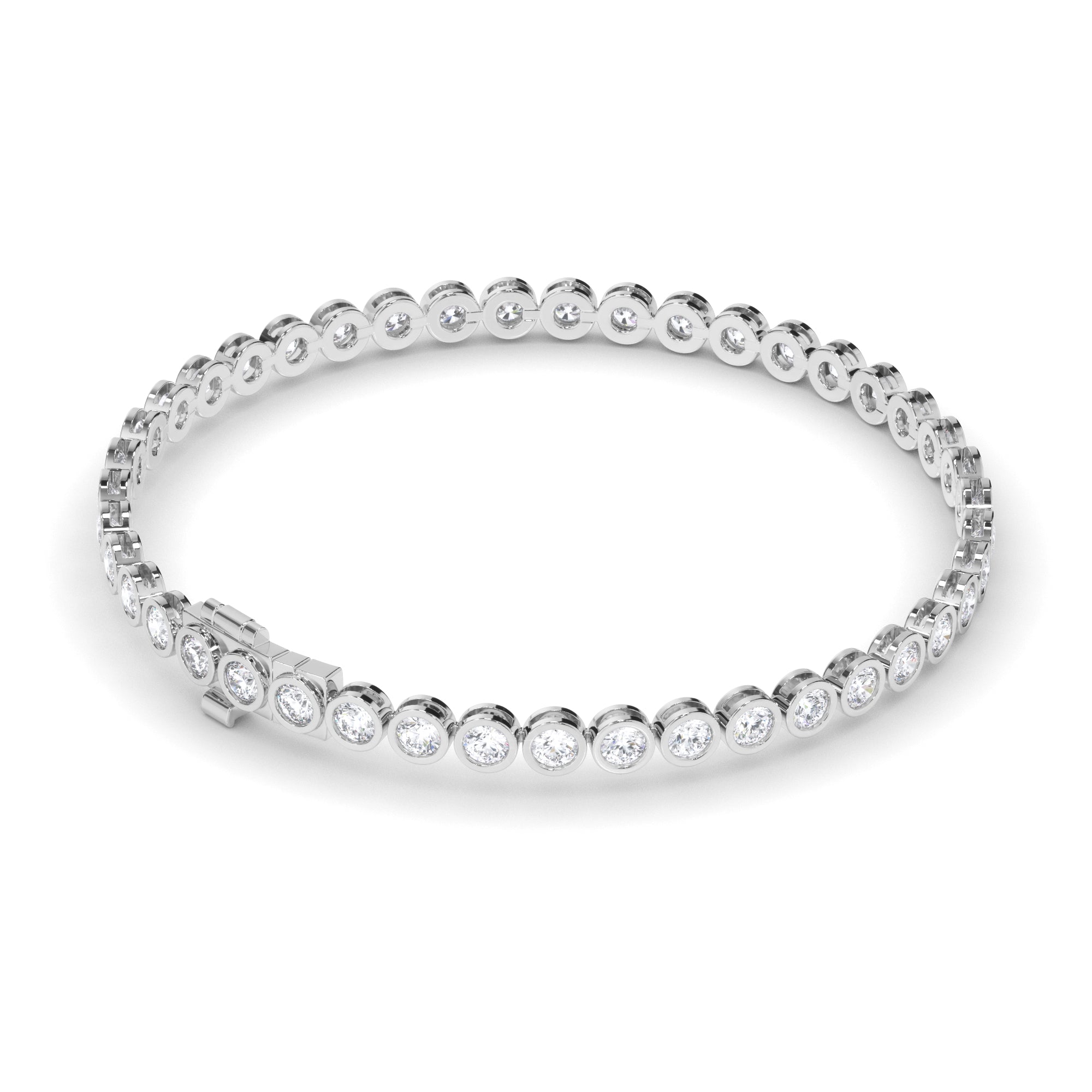 Round Brilliant Cut Natural Mined Diamond Bezel Set Tennis Bracelet