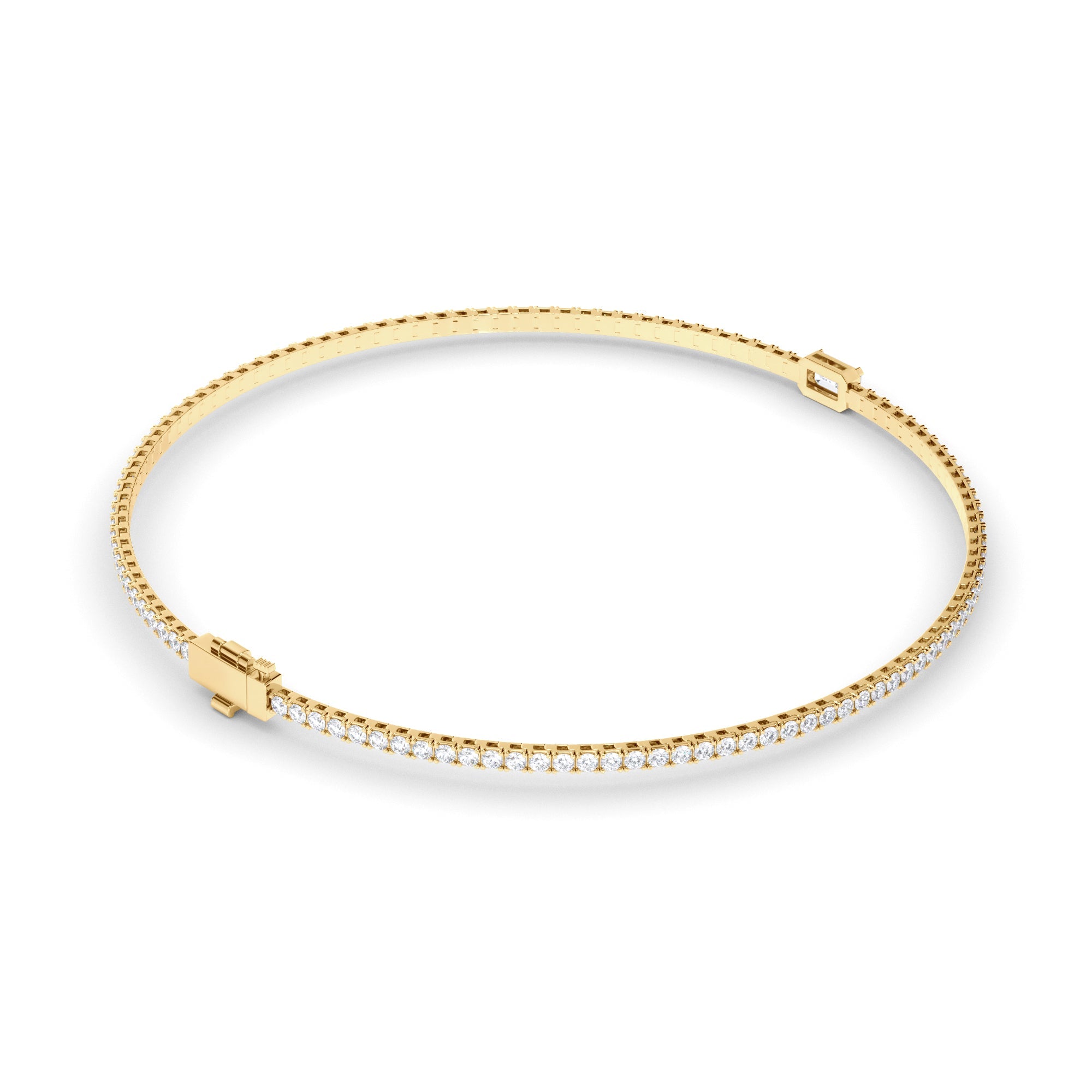 Emerald Cut Solitaire Laboratory Grown Diamond Tennis Bracelet