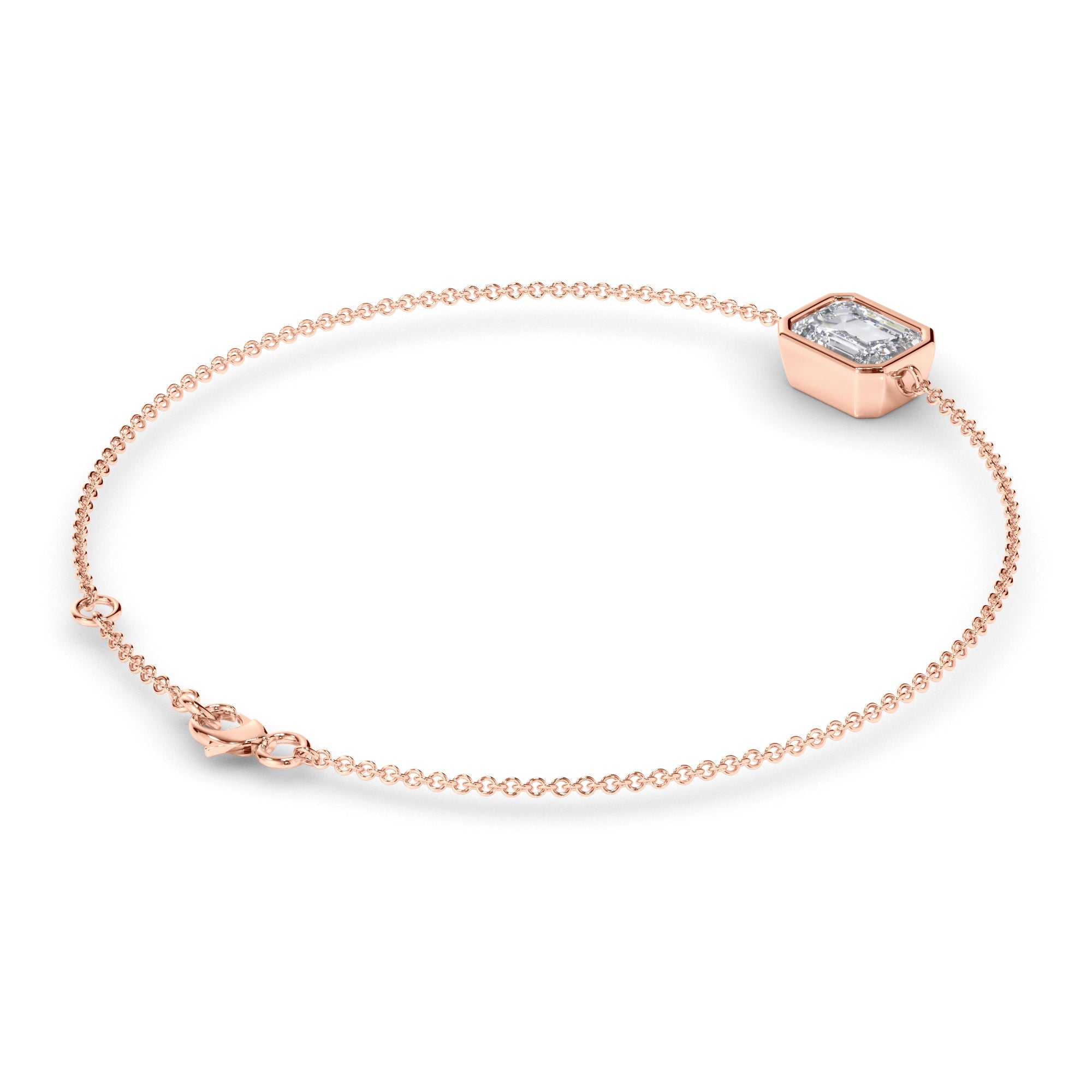 Emerald Cut Diamond Bezel Set Bracelet