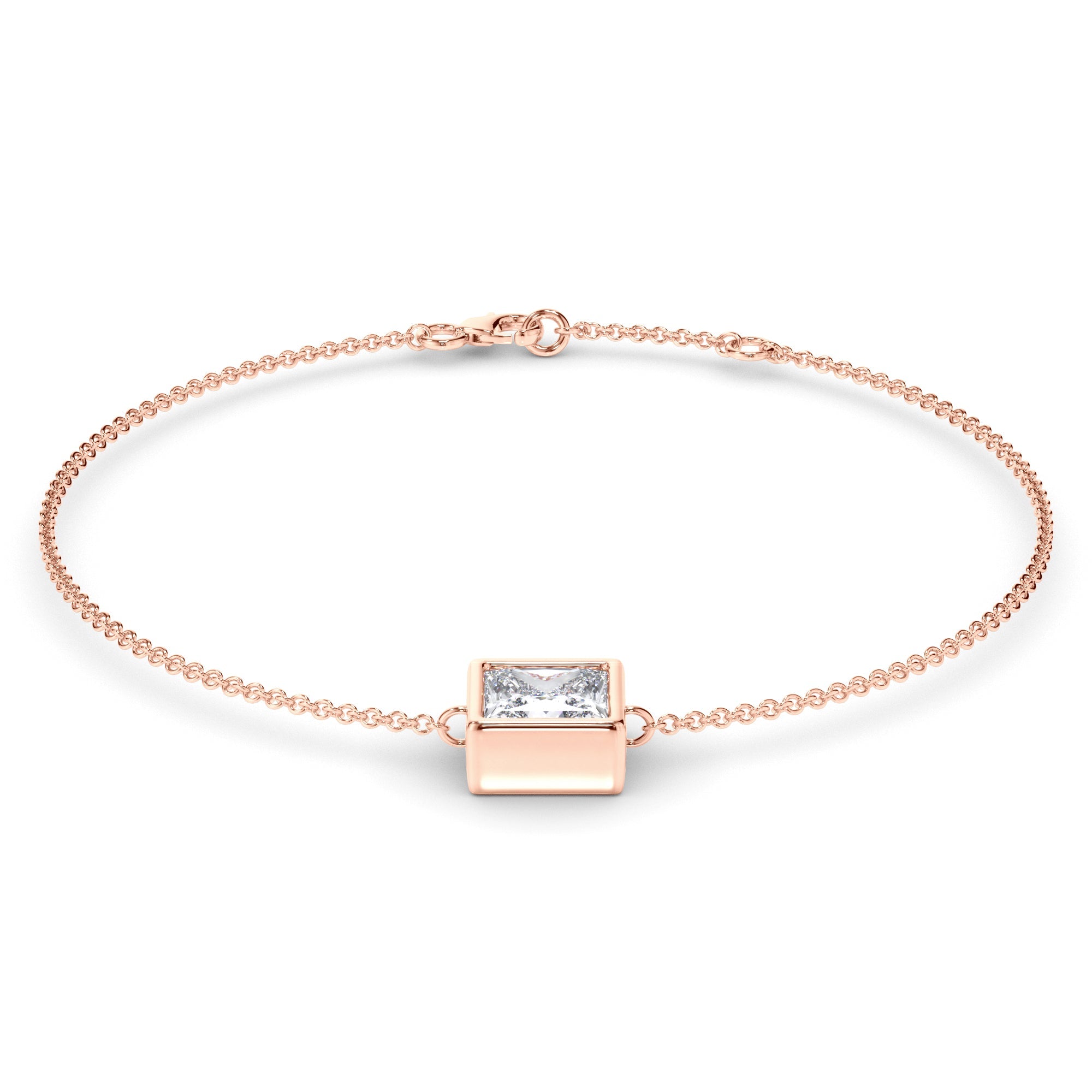 Princess Cut Diamond Bezel Set Bracelet