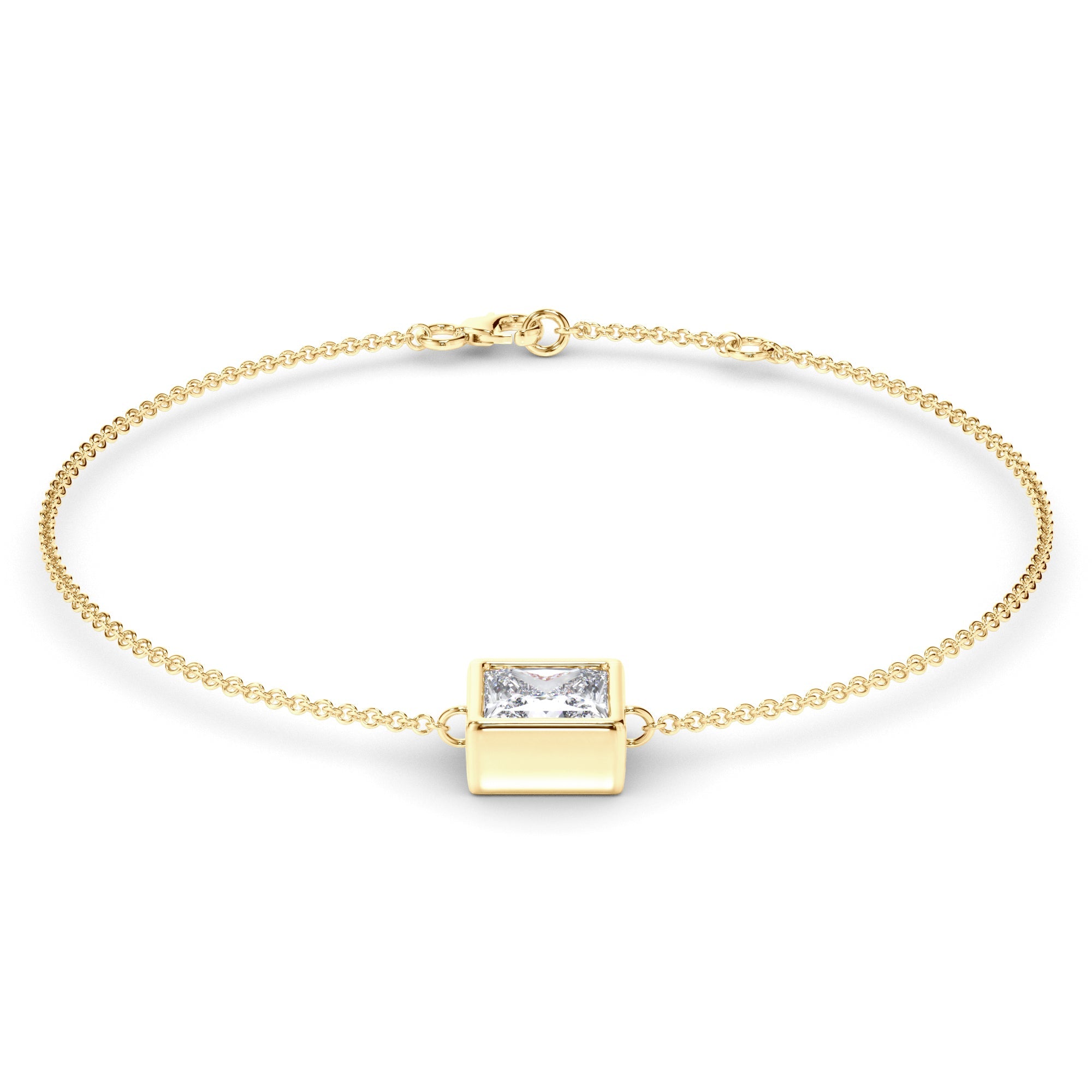 Princess Cut Diamond Bezel Set Bracelet