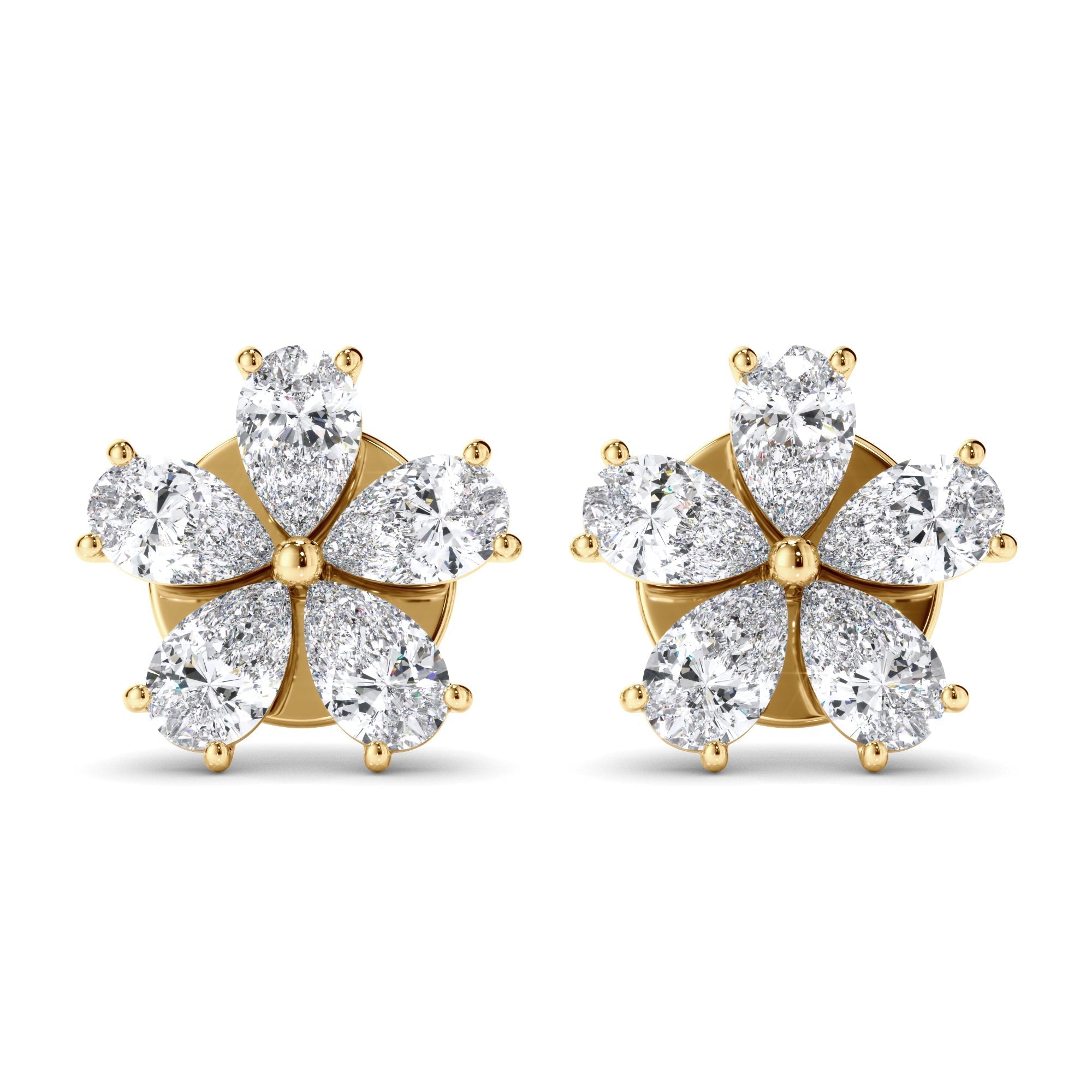 Pear Cut Diamond 5-Stone Stud Earrings
