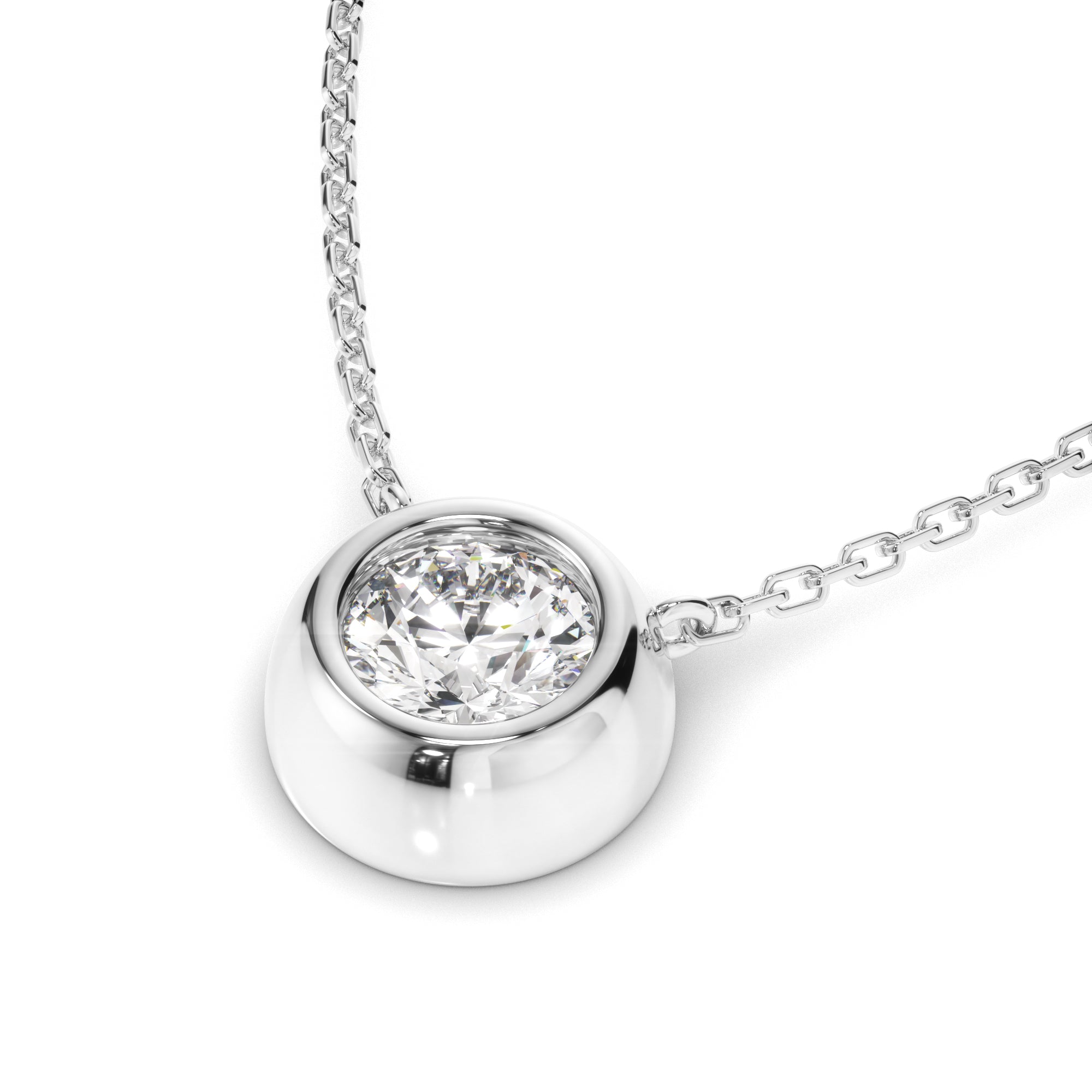 Round Brilliant Cut Diamond Bezel Set Necklet