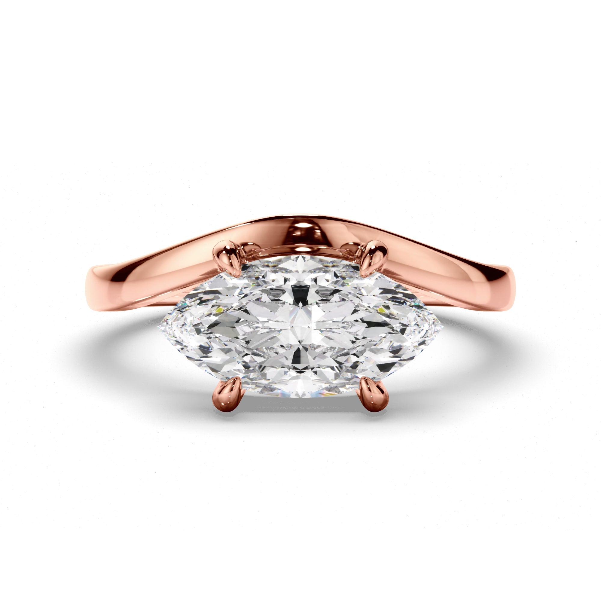 Marquise Cut Diamond Wave Set Engagement Ring