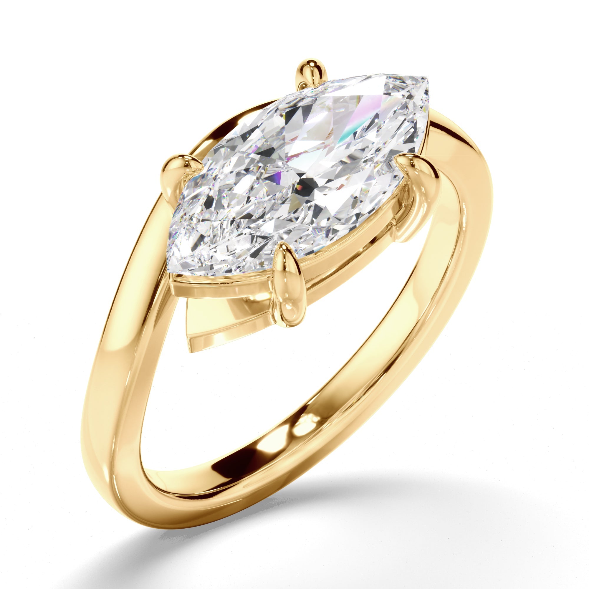 Marquise Cut Diamond Wave Set Engagement Ring
