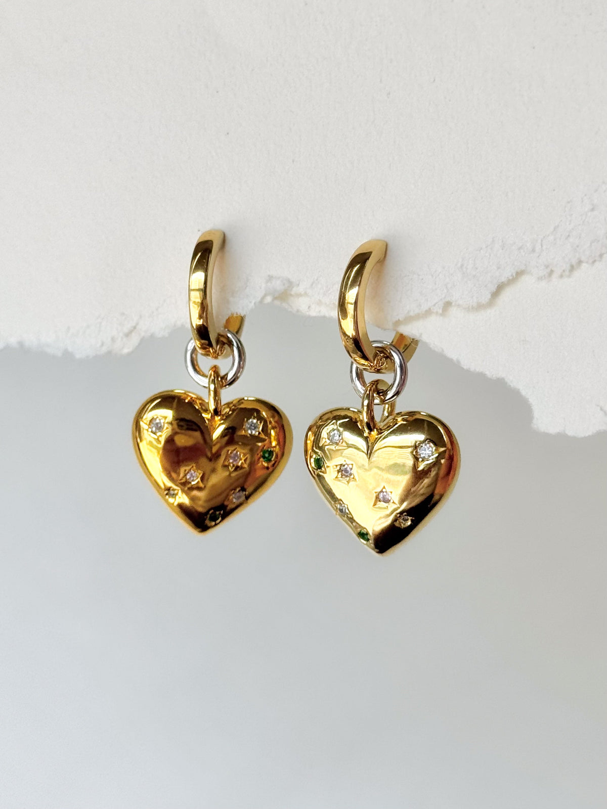 GEORGINI FOREVER HEARTS POP GOES MY HEART EARRINGS GOLD