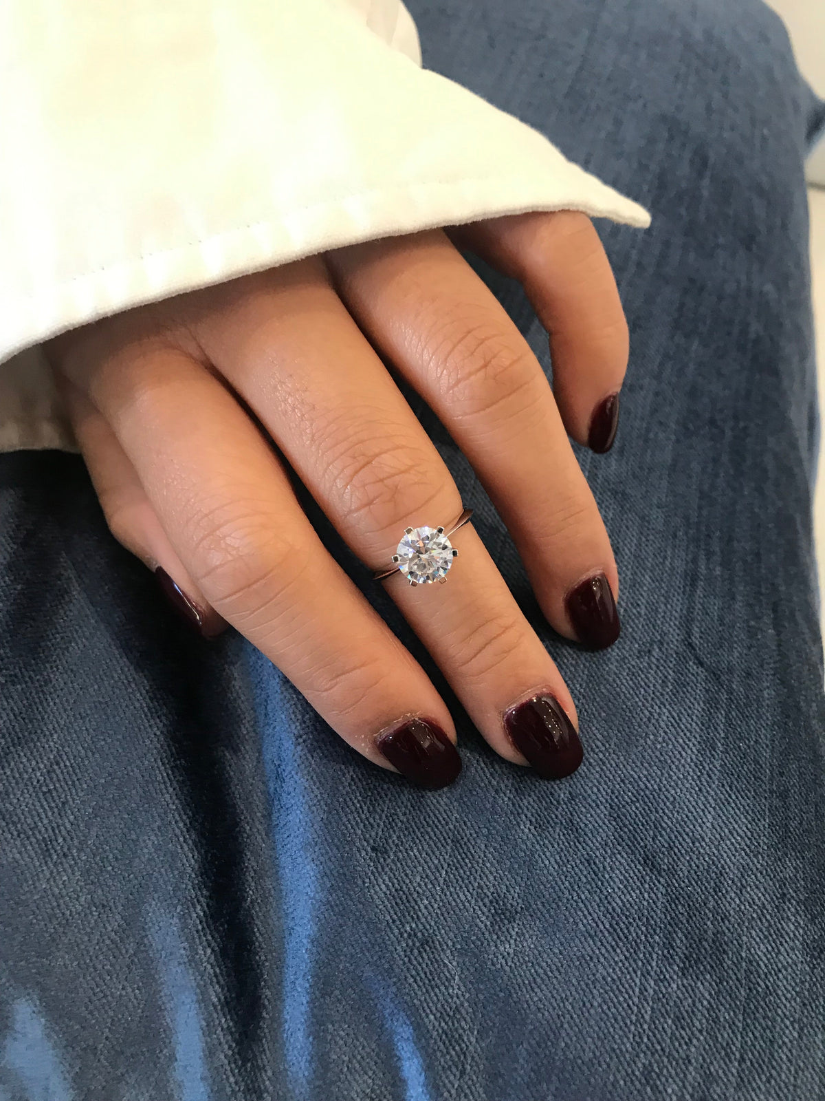 Round Brilliant Cut 2ct Solitaire with Knife Edge Band in White Gold
