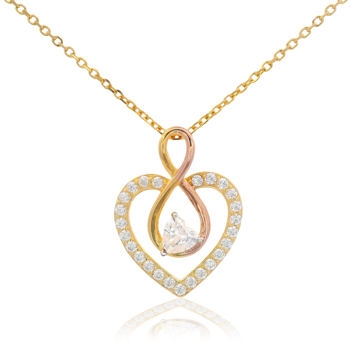 GEORGINI FOREVER HEARTS CLUB LOVE ON LOOP PENDANT GOLD & ROSE GOLD