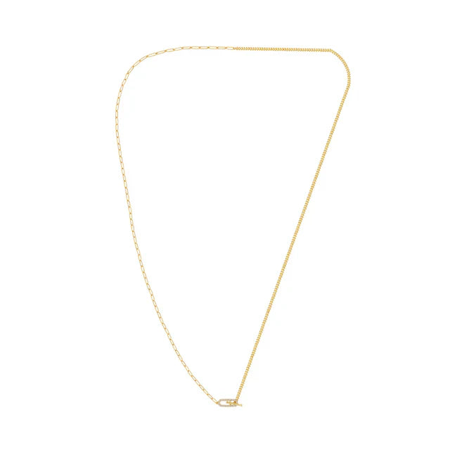 Georgini Alchemy Paperclip Curb Fob Necklace Gold