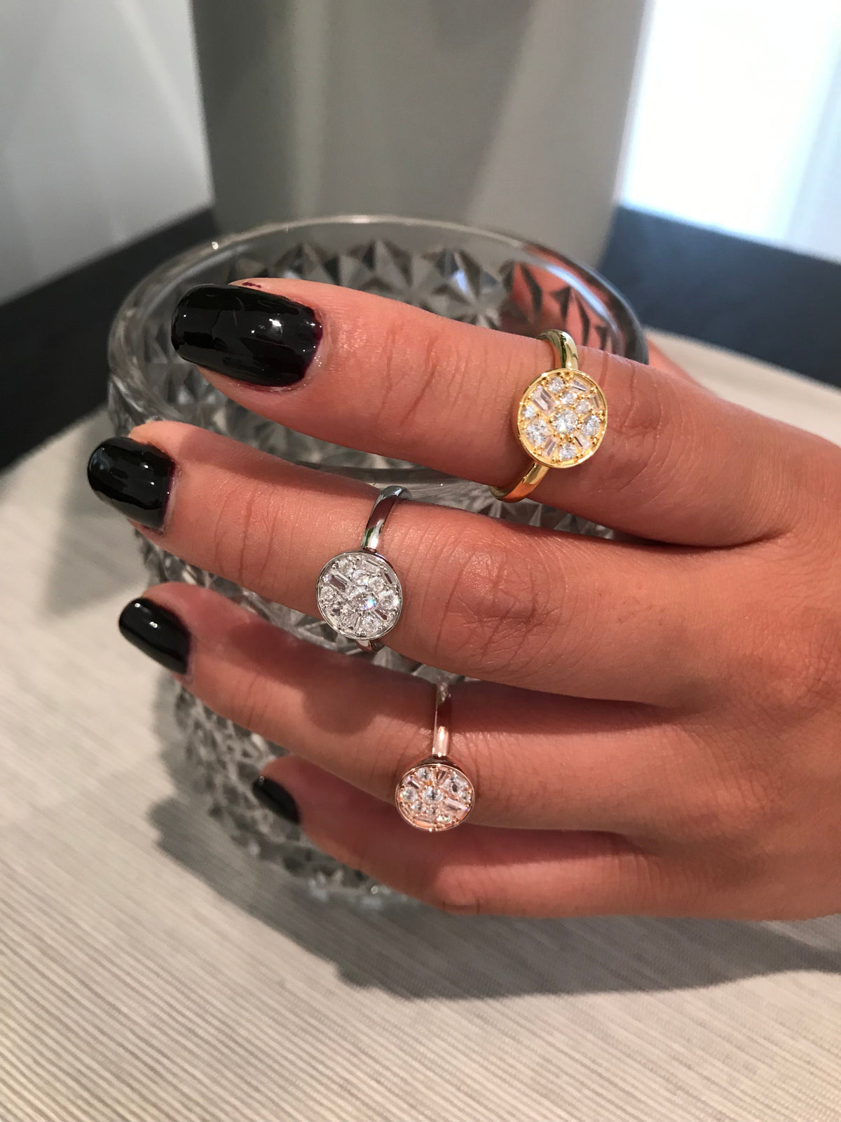MOSAIC DISC SILVER RING
