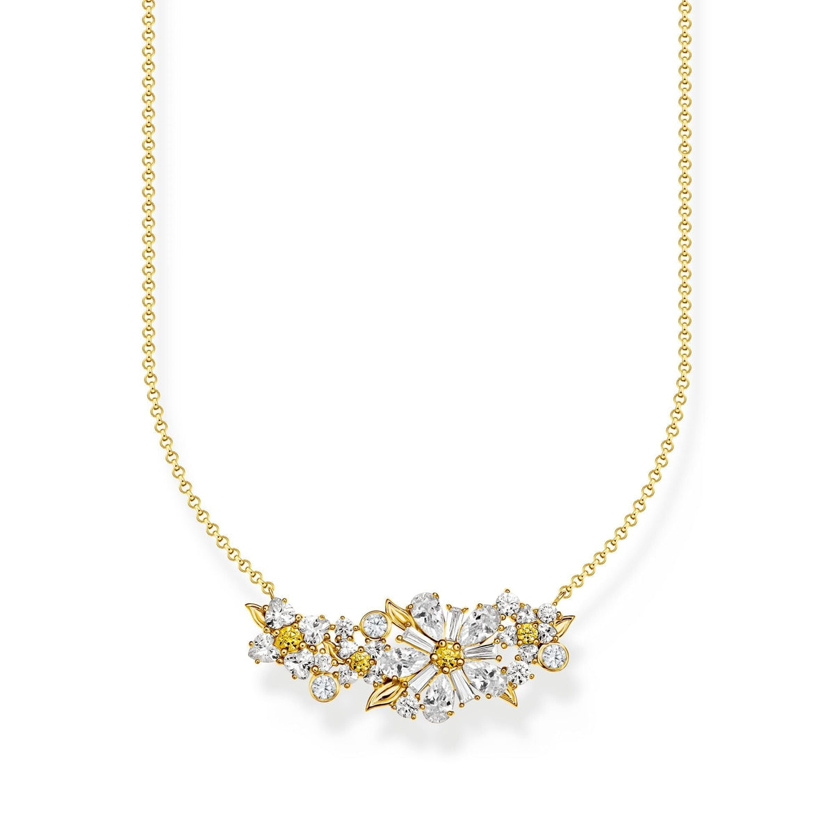 THOMAS SABO Lovely Daisy Necklace with Stones Gold