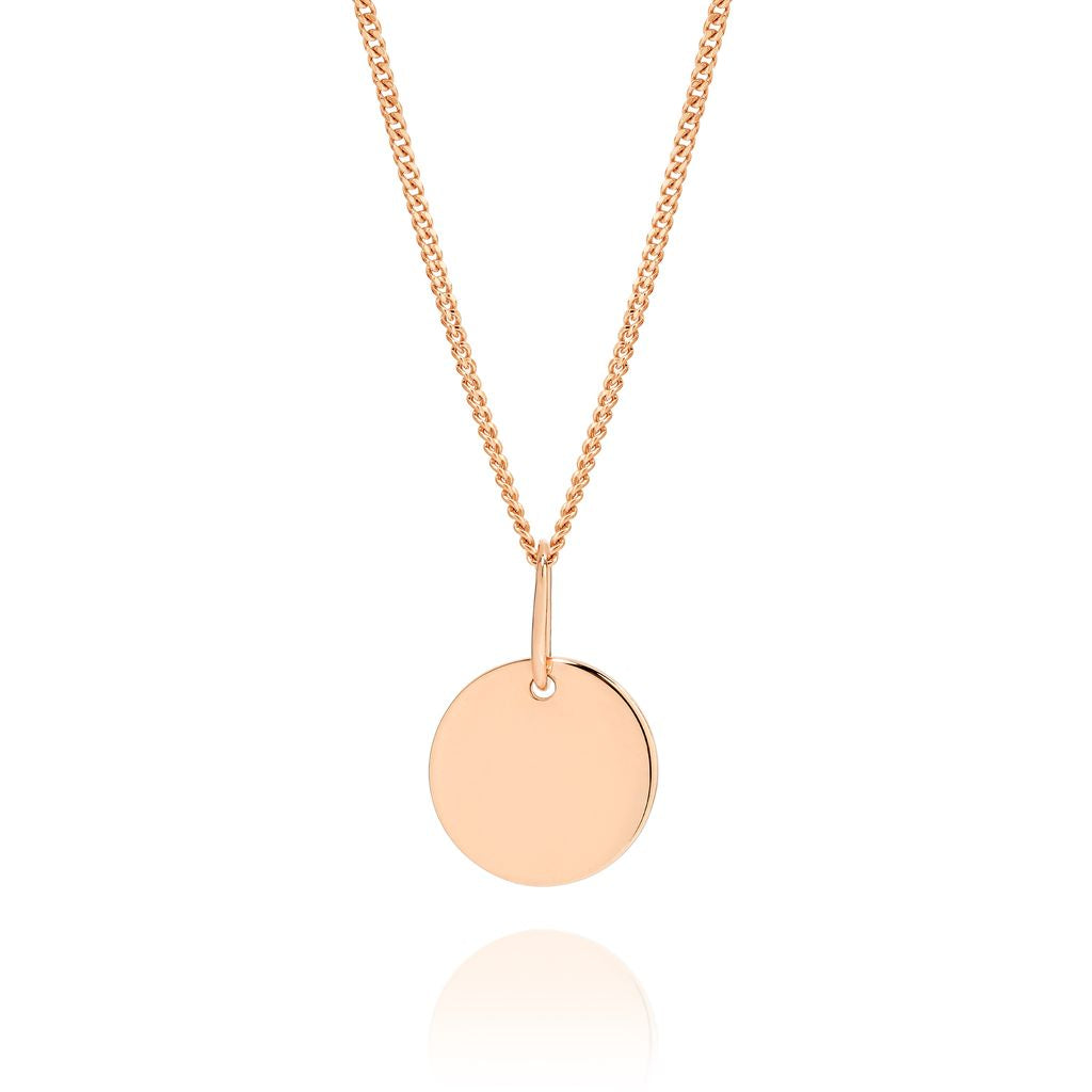 9ct rose gold 9mm round engravable disc pendant