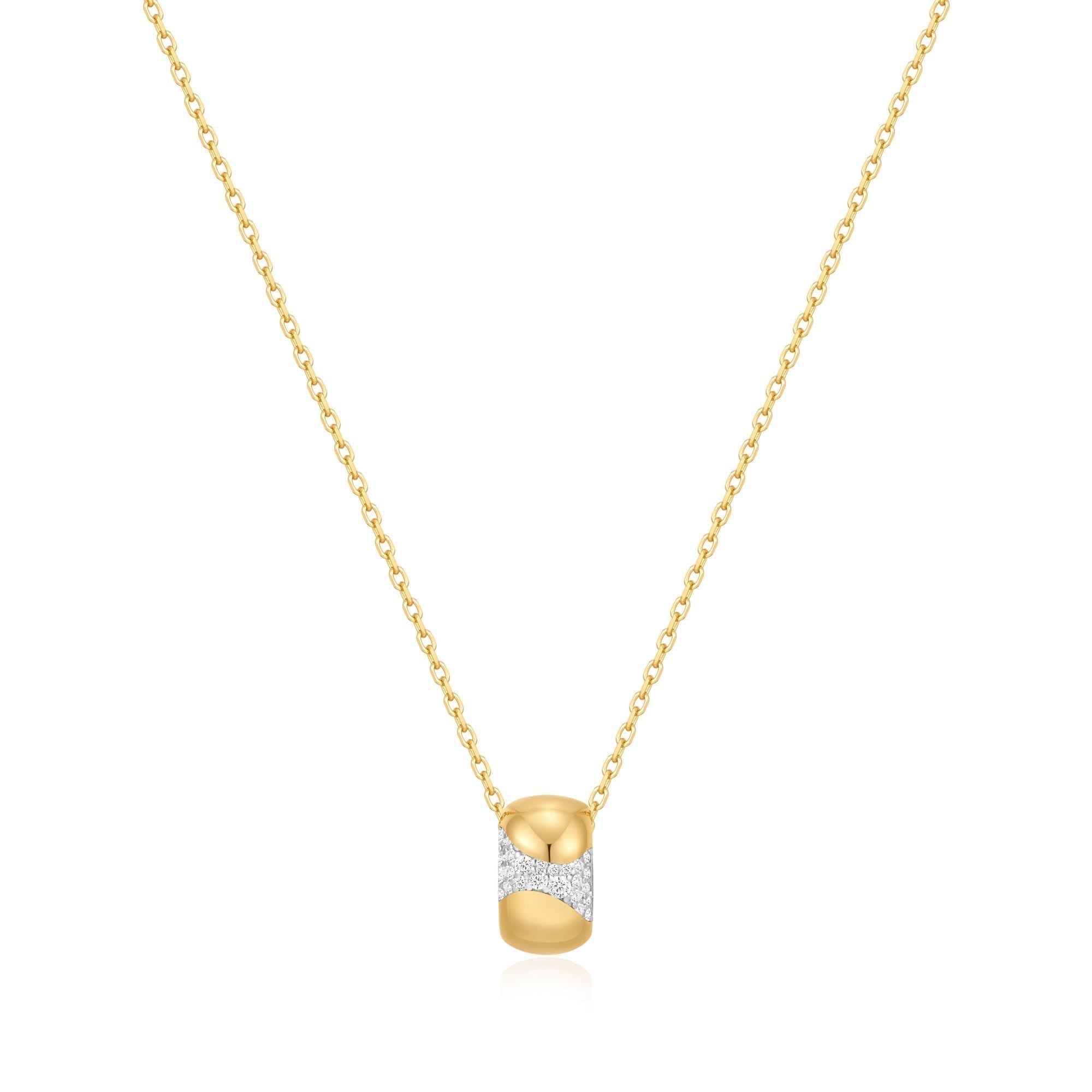 Ania Haie Gold Puffed Rivulet Pave Necklace