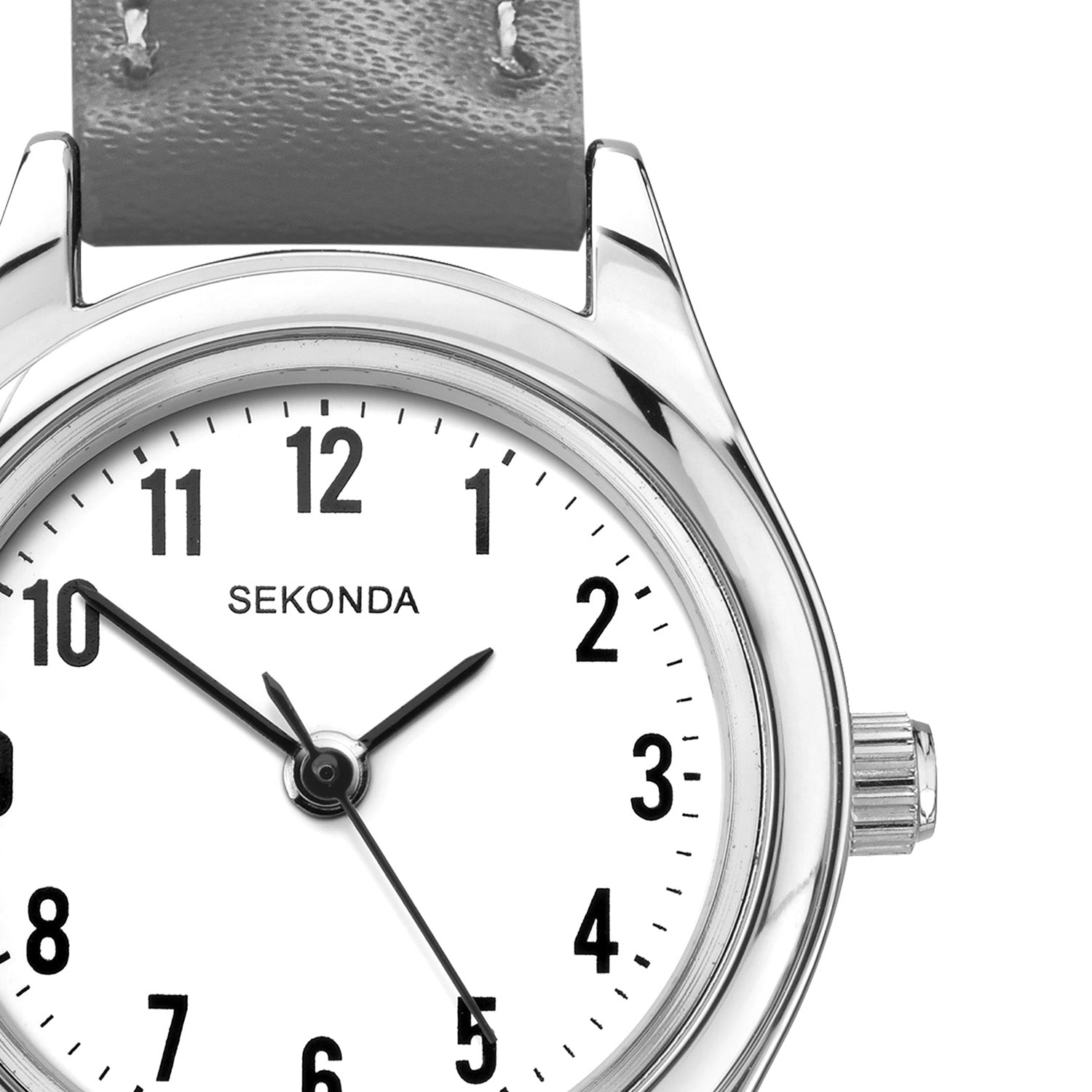 Sekonda Womens Evans White Dial Grey Leather Strap 25mm Watch