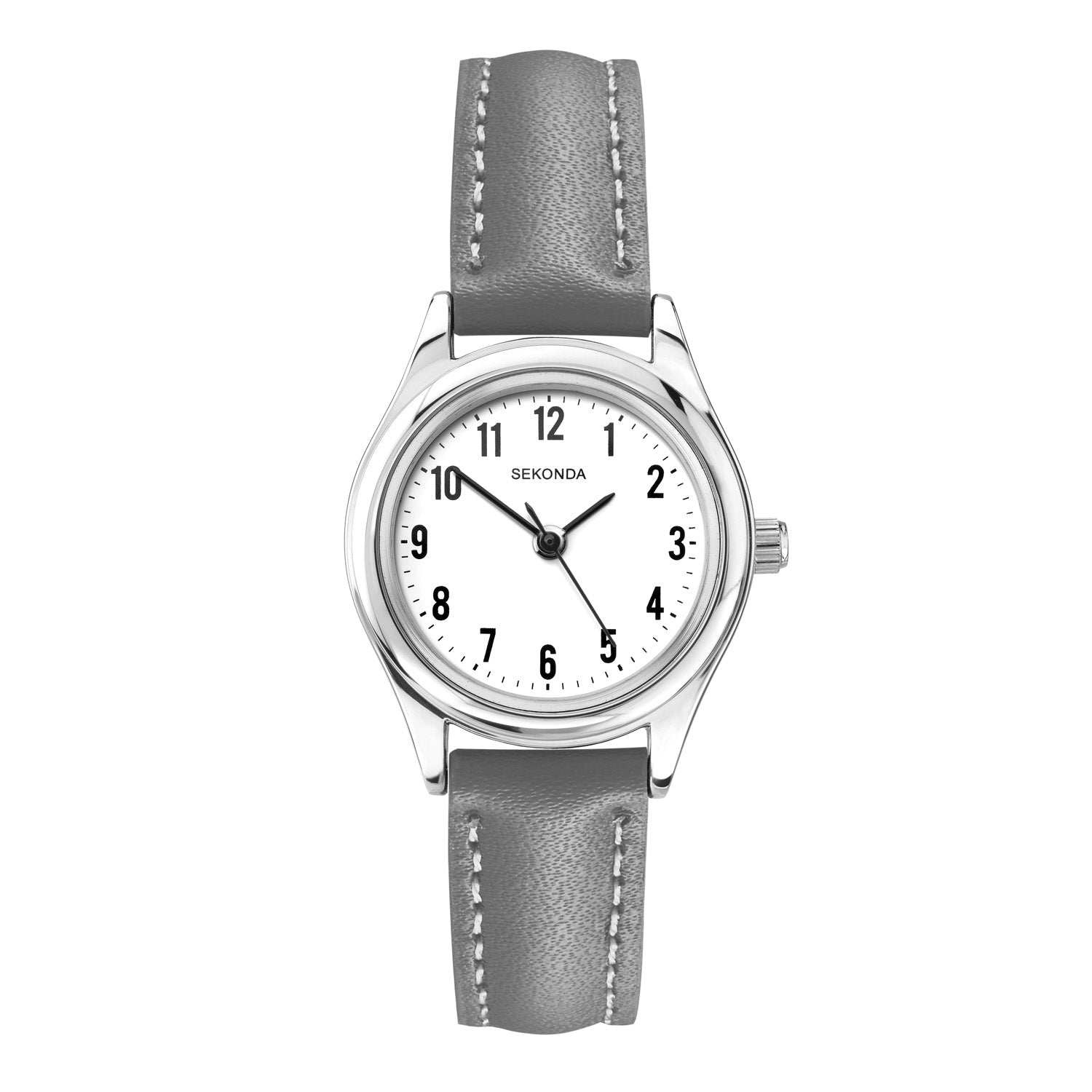 Sekonda Womens Evans White Dial Grey Leather Strap 25mm Watch