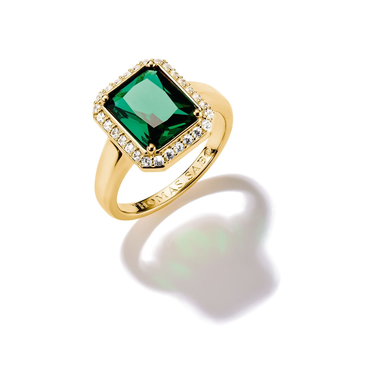 THOMAS SABO Ring with Green Octagon Stone