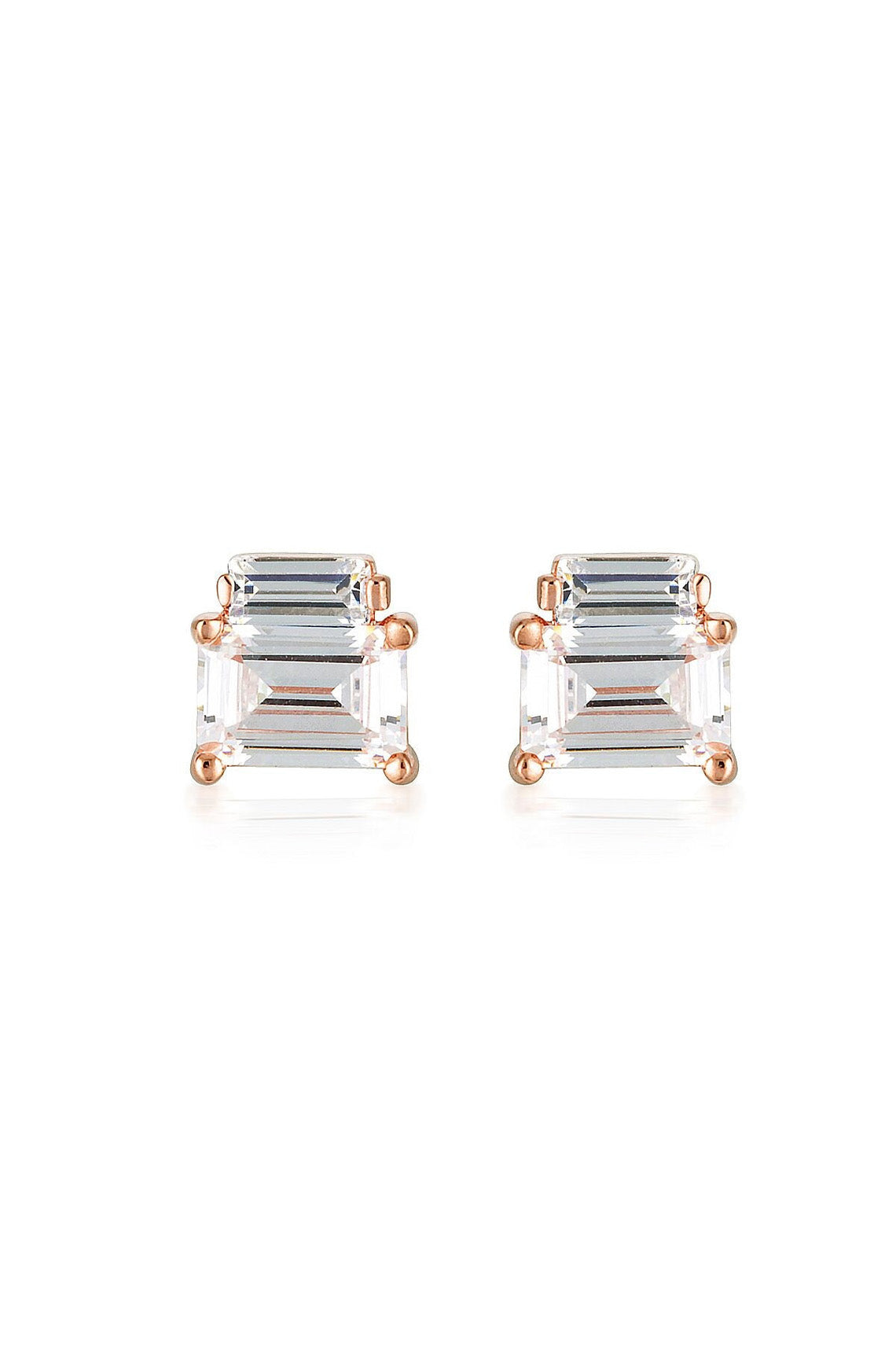 EMILIO ROSE GOLD DOUBLE BAGUETTE EARRINGS