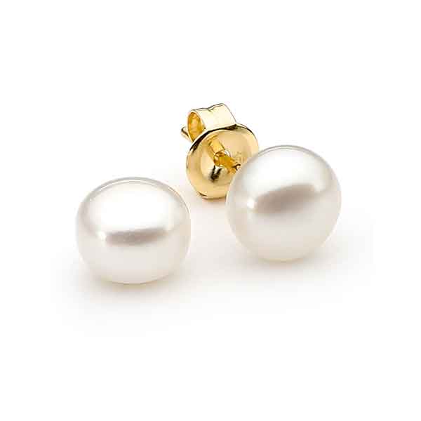 8.5mm Freshwater Pearl Stud Earrings 9ct Yellow Gold