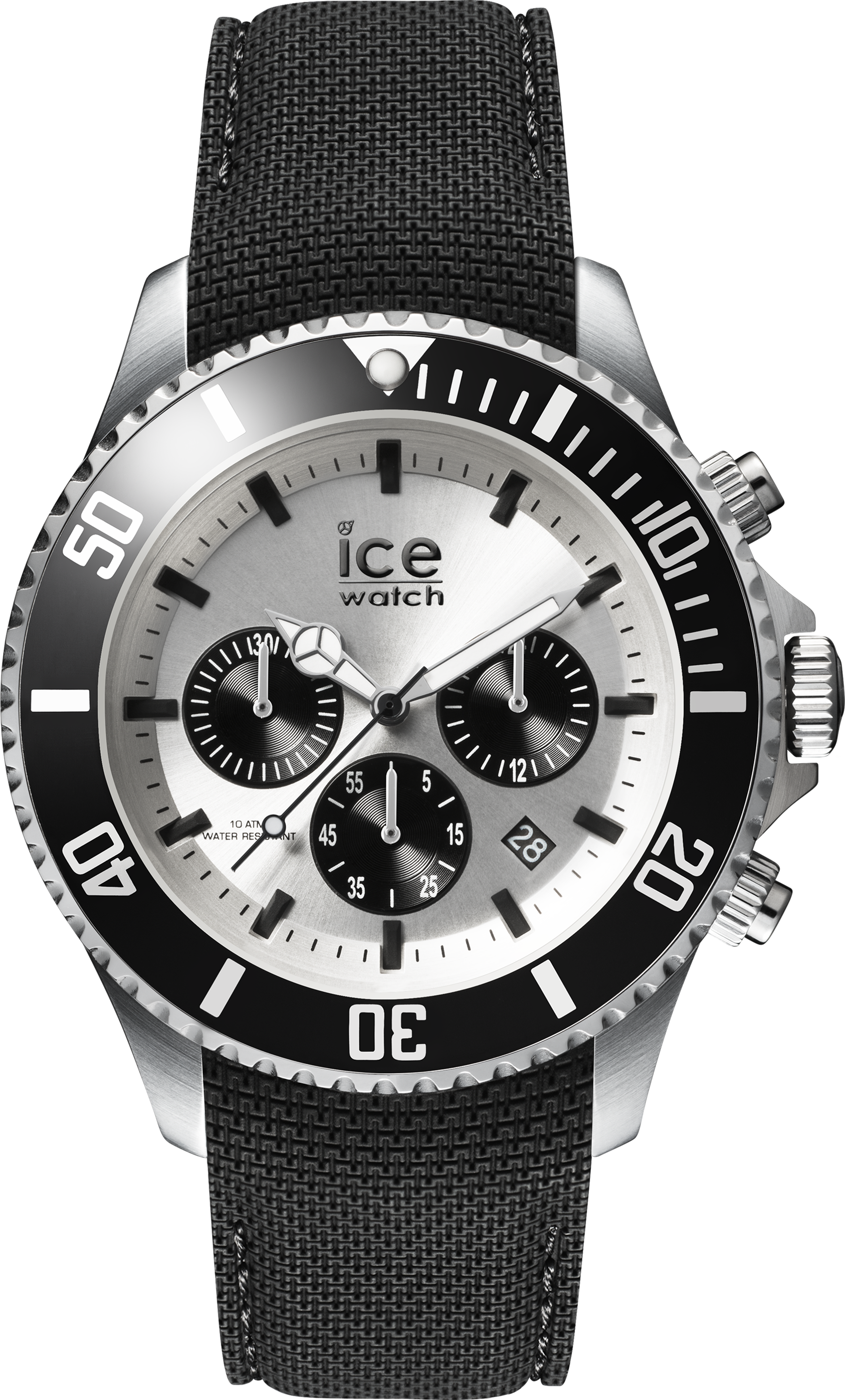 ICE WATCH Steel Collection Silver Case 44mm (L) Silver Dial Black Strap