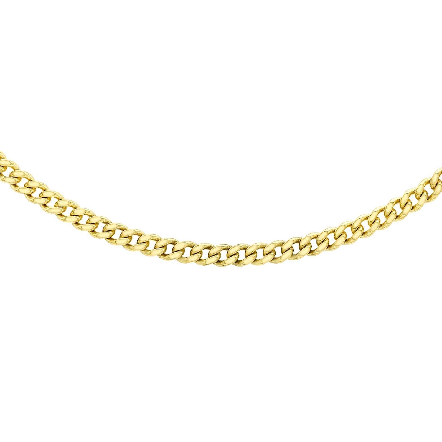 9ct Yellow Gold 25 Diamond Cut Curb Chain 45cm