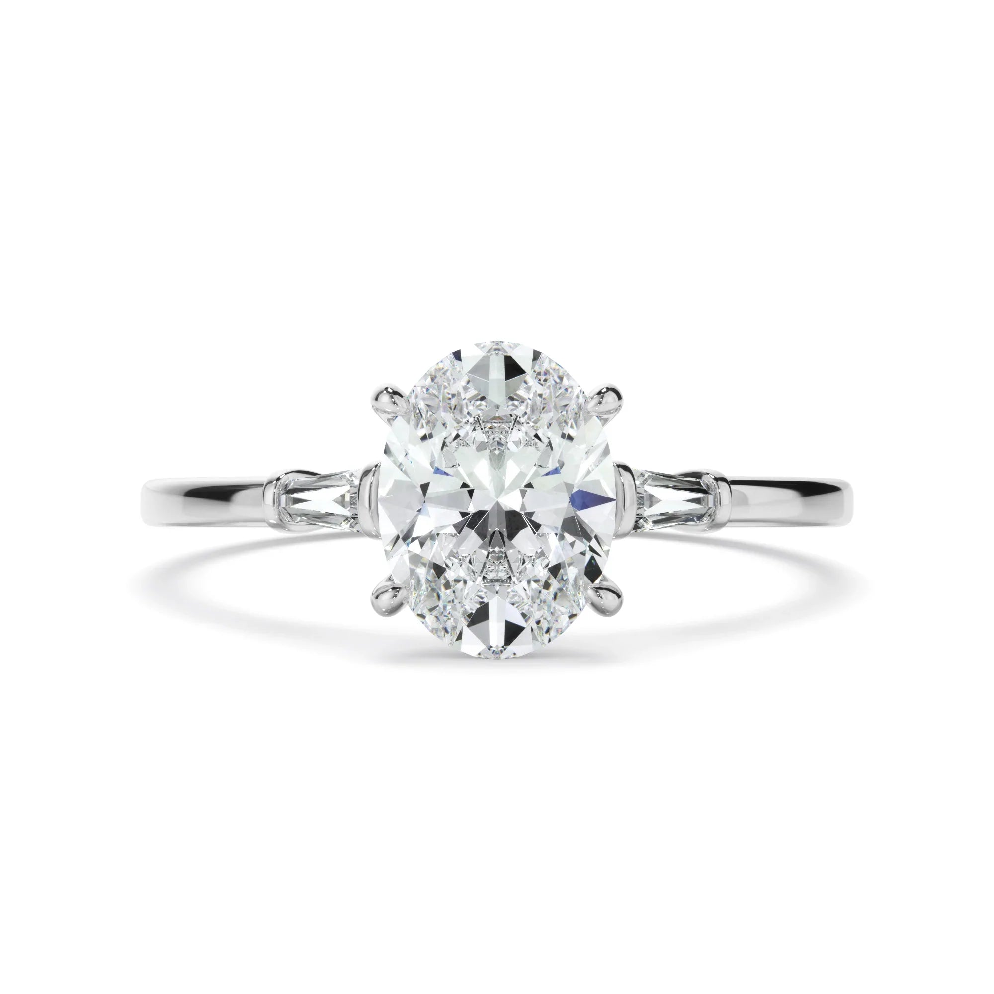 Oval Cut Diamond Engagement Ring With Baguette Sides