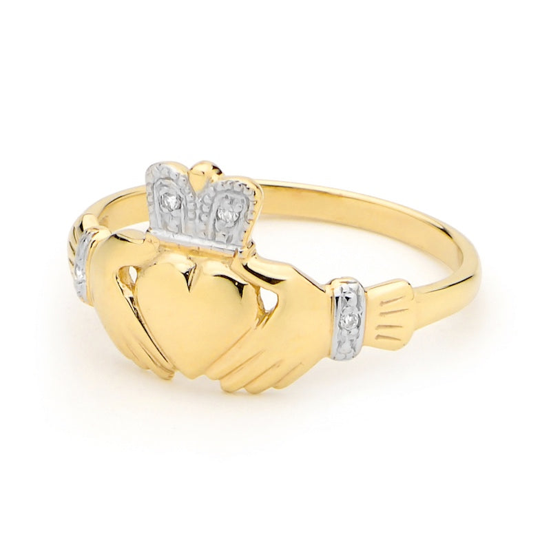 Diamond Crowned Claddagh Ring