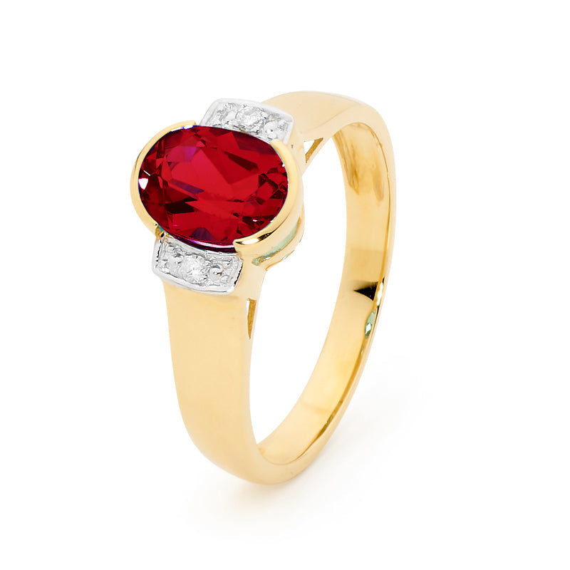 Oval Ruby Dress Ring with Diamonds