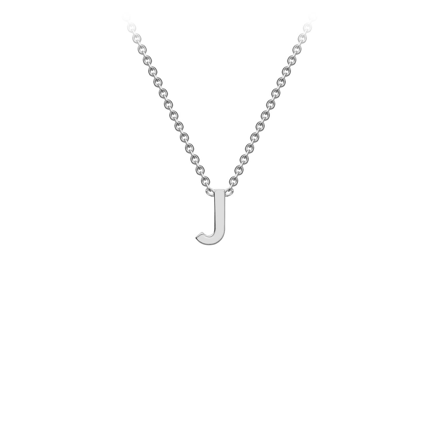 9ct White Gold 'J' Initial Adjustable Letter Necklace 38/43cm