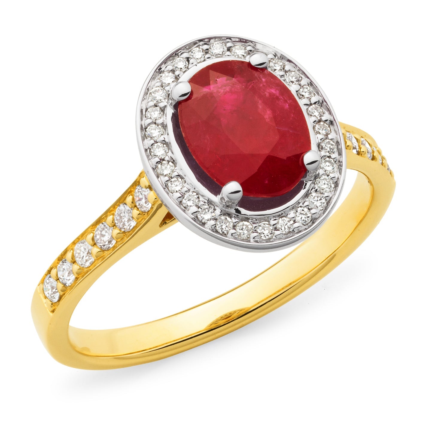 Rosa' Ruby & Diamond Ring in 9ct Yellow Gold
