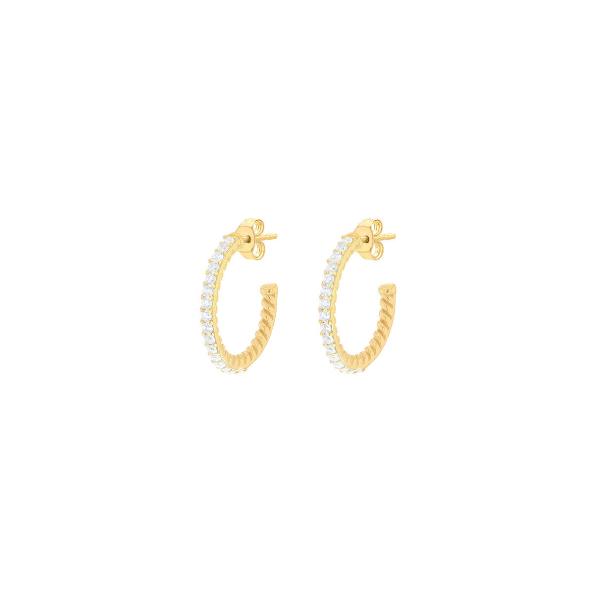 Sterling Silver Gold Plated Cubic Zirconia Half Hoop Earrings