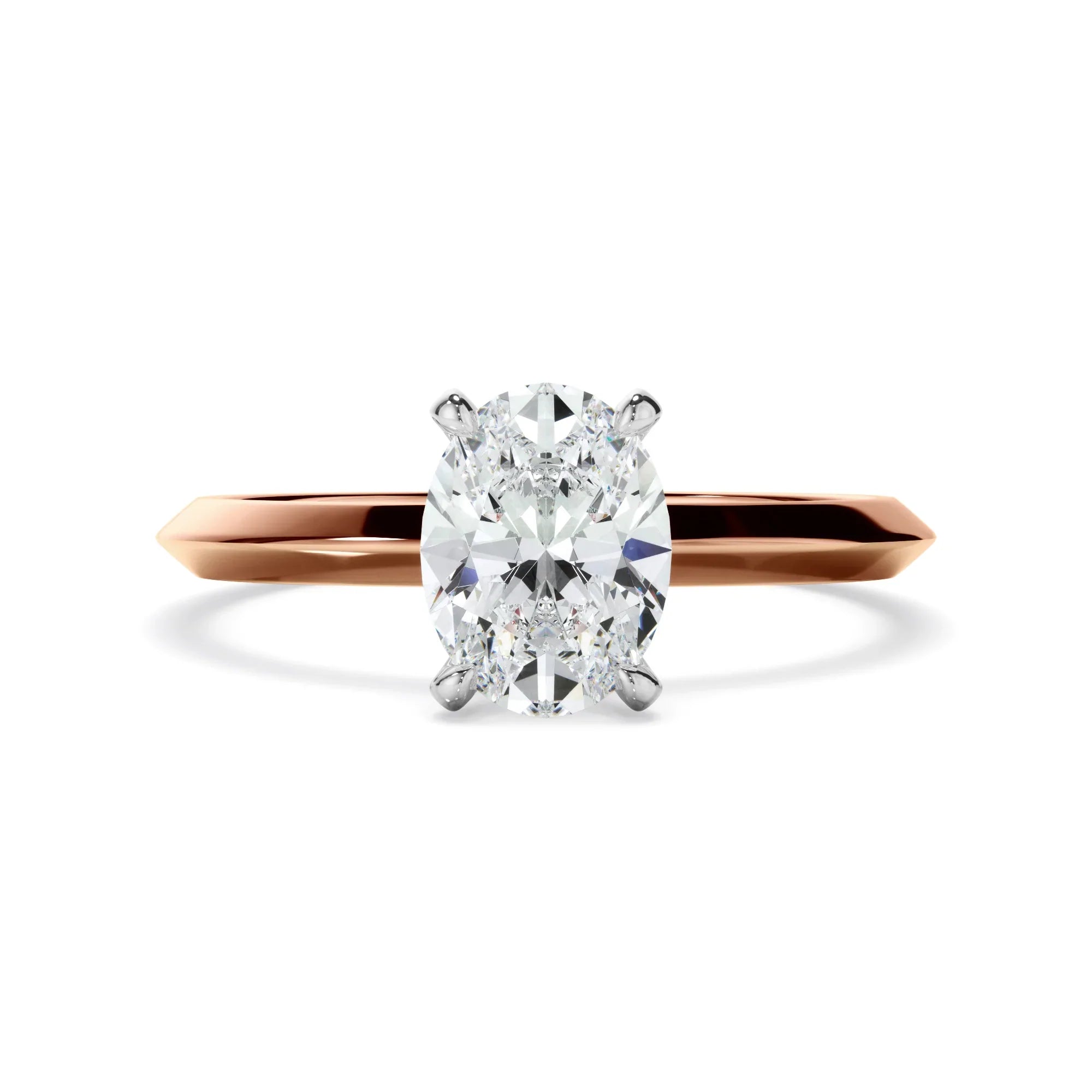 Oval Cut Diamond Solitaire Knife Edge Engagement Ring