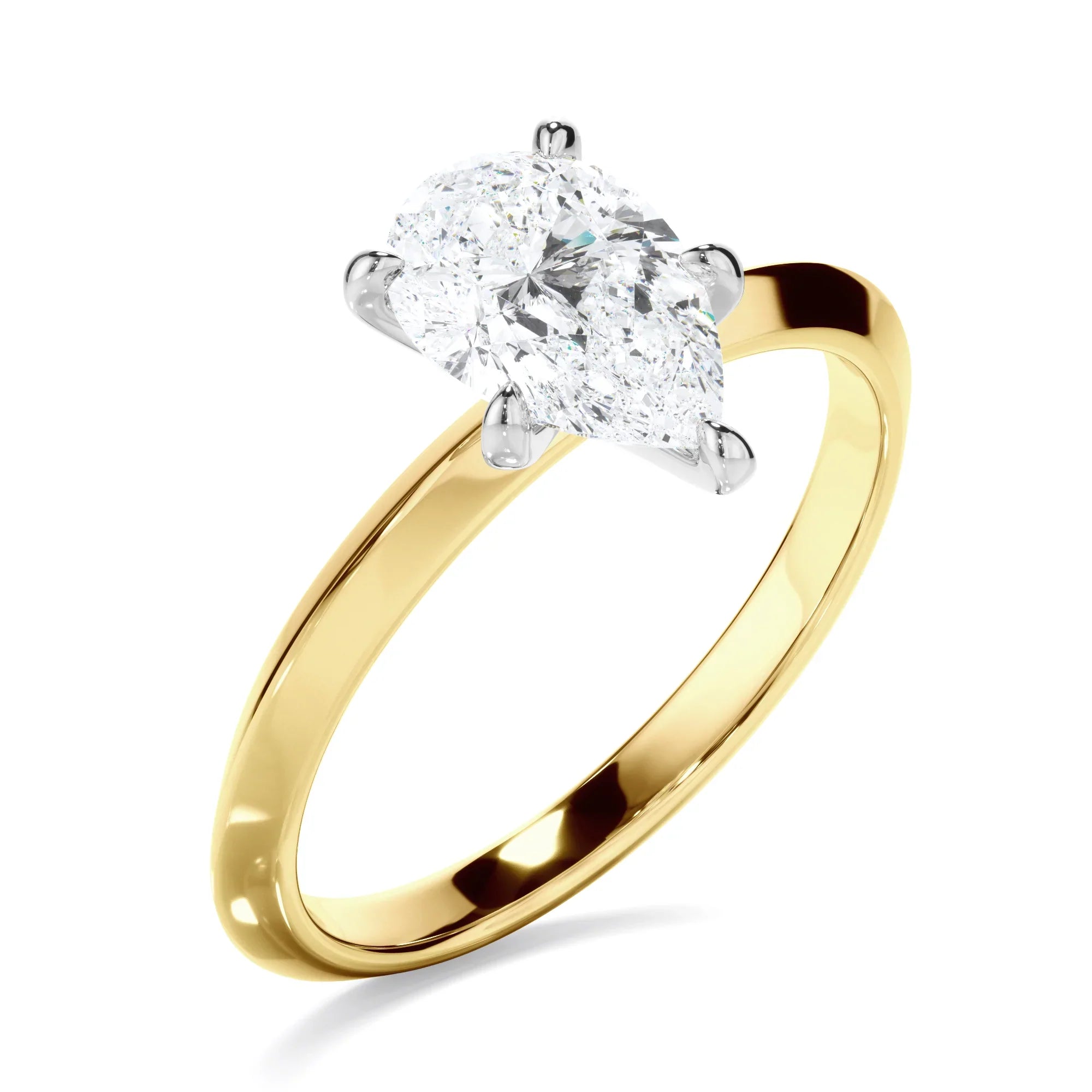 Pear Cut Diamond Solitaire Knife Edge Engagement Ring