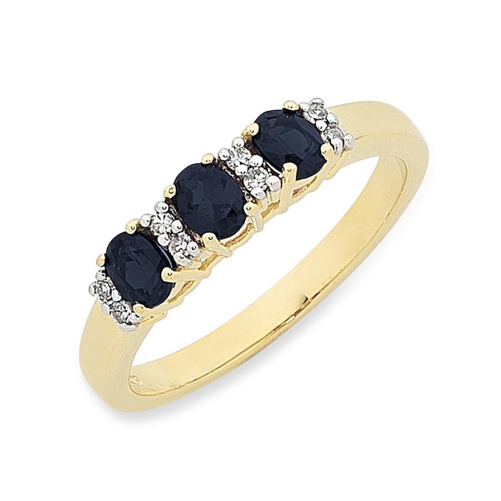 9Ct Gold Natural Sapphire & Diamond Ring
