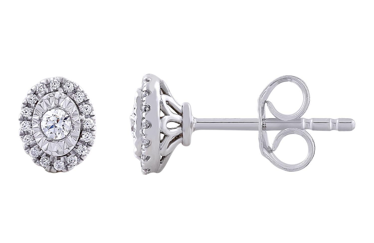 Stud Earrings with 0.2ct Diamonds in 9K White Gold