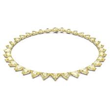 Swarovski Ortyx necklace Triangle cut, Yellow, Gold-tone plated
